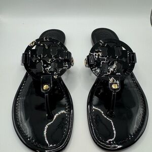 Tory Burch Miller Black Patent Leather Sandals 9